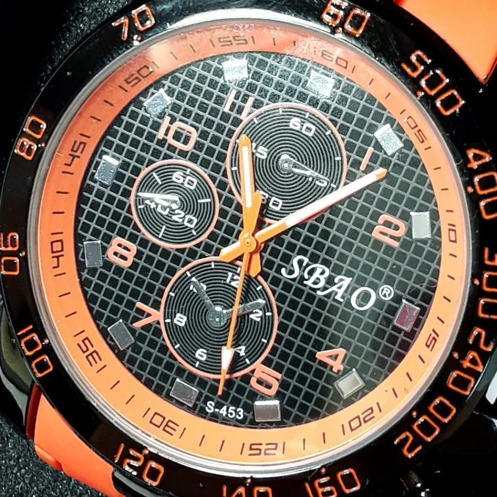 COPY - Mens SBAO Watch Analog Wrist Watch Stainless Steel Sport Fashion Orange …
